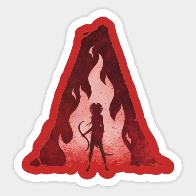 woman with hair flowing like flames Sticker by DesignAura